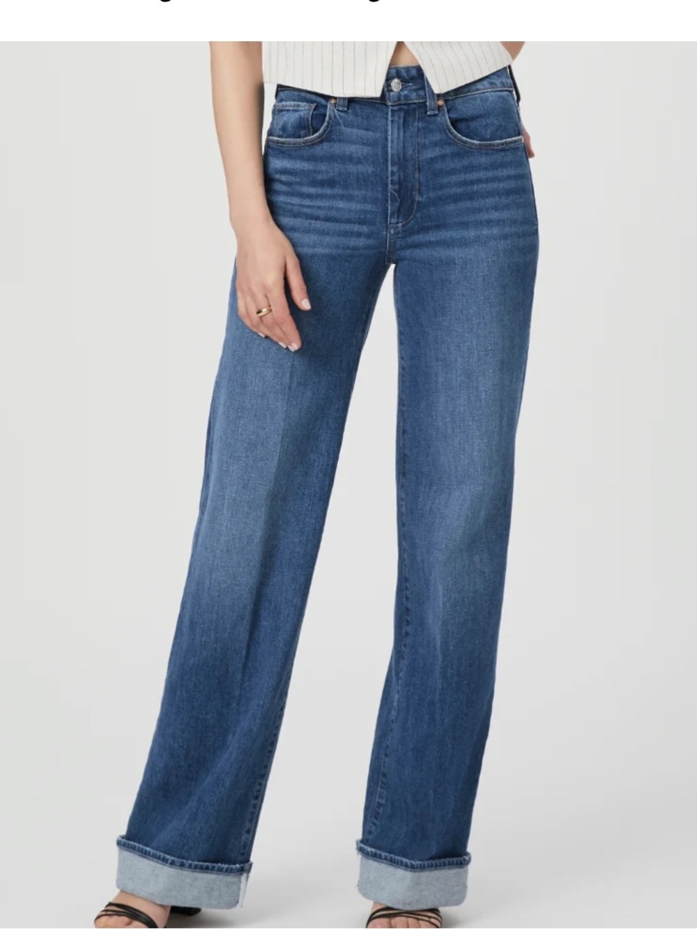 PAIGE High-Rise Wide Leg Jeans in Medium Blue Wash